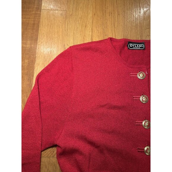 Dylani Red Cardigan Sweater Gold Buttons Medium - Picture 3 of 8